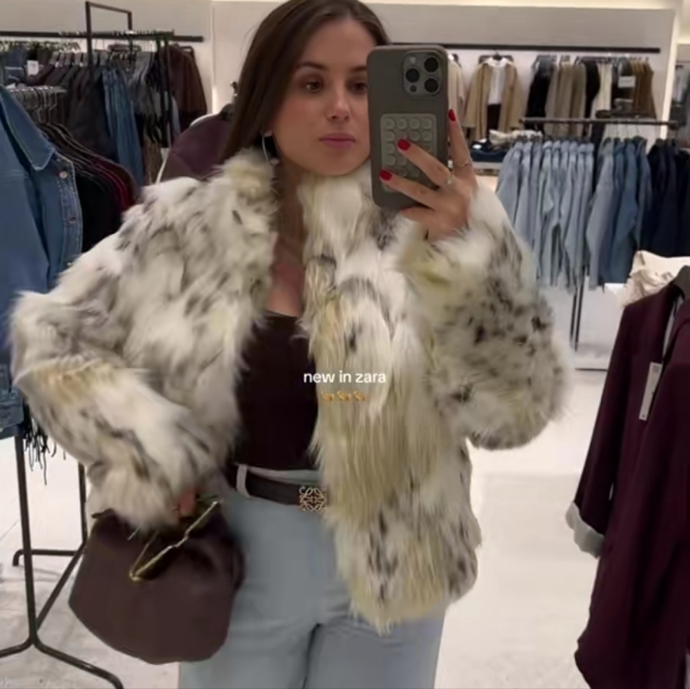 Zara ZW Faux Fur Short Coat - Picture 3 of 16
